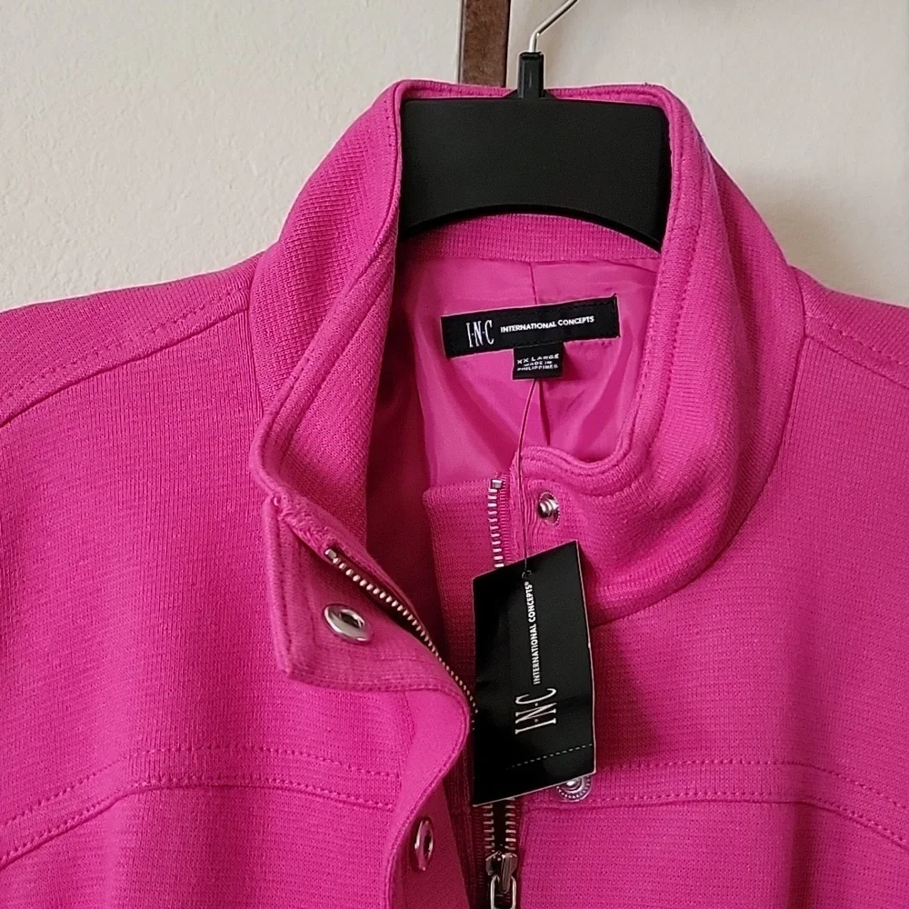 INC Coat Jacket w/Stand Collar Zip/Snap Flap Close Pink size XXL NWT - Picture 5 of 16
